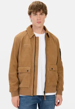 Herren Camel Active Jacken & Westen^Leder Blouson mit Hemdkragen