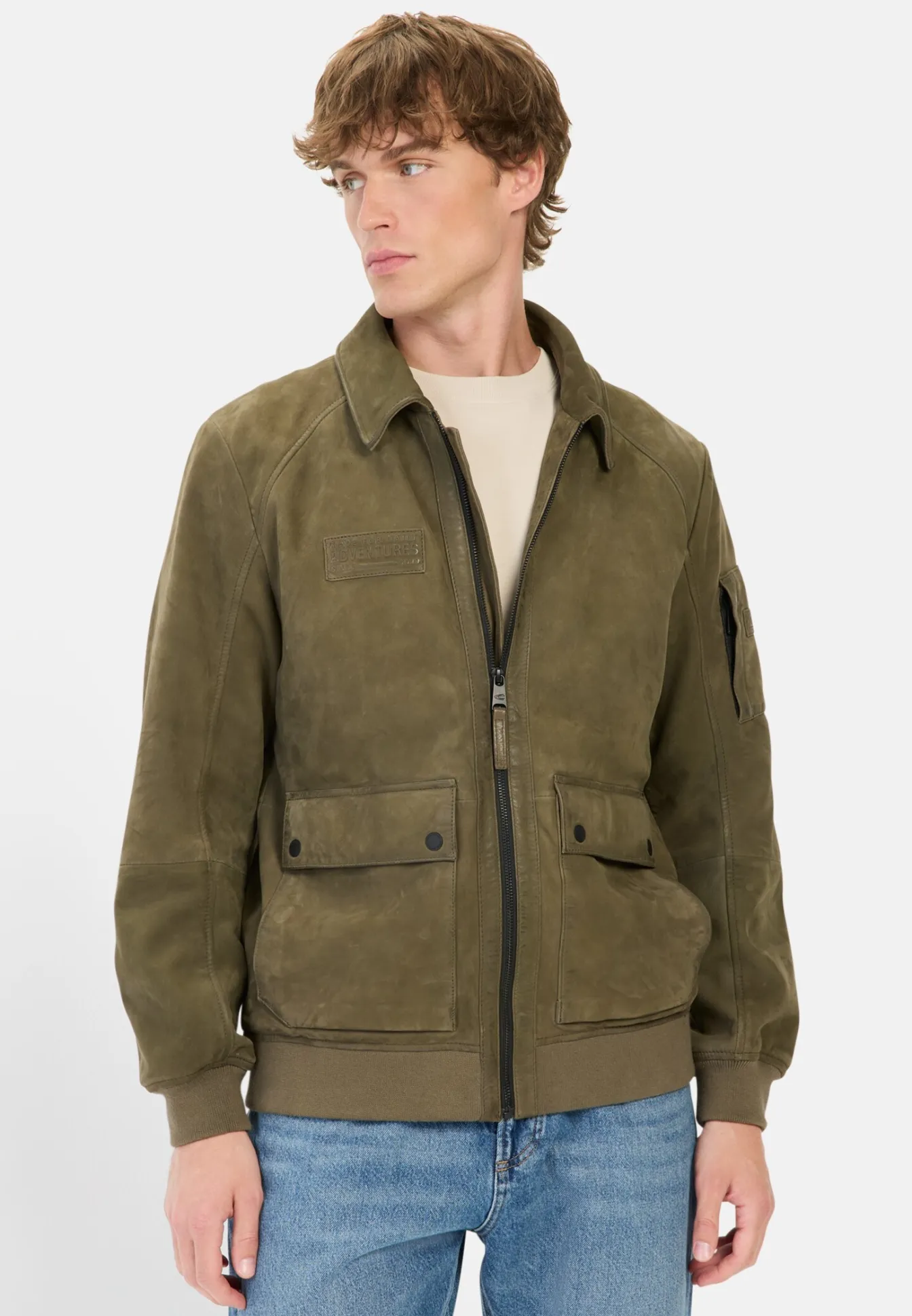 Herren Camel Active Jacken & Westen^Leder Blouson mit Hemdkragen