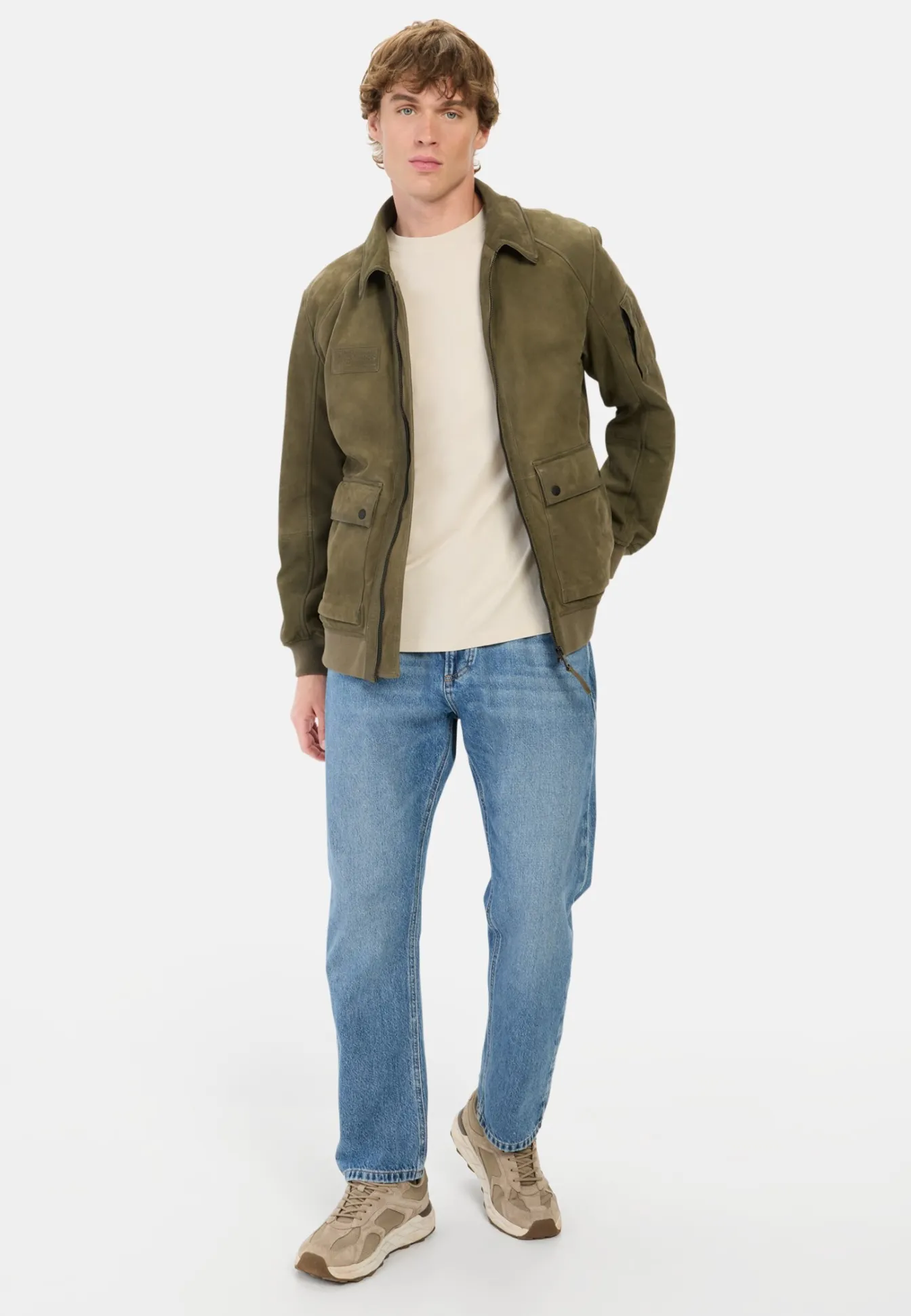 Herren Camel Active Jacken & Westen^Leder Blouson mit Hemdkragen