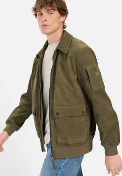 Herren Camel Active Jacken & Westen^Leder Blouson mit Hemdkragen