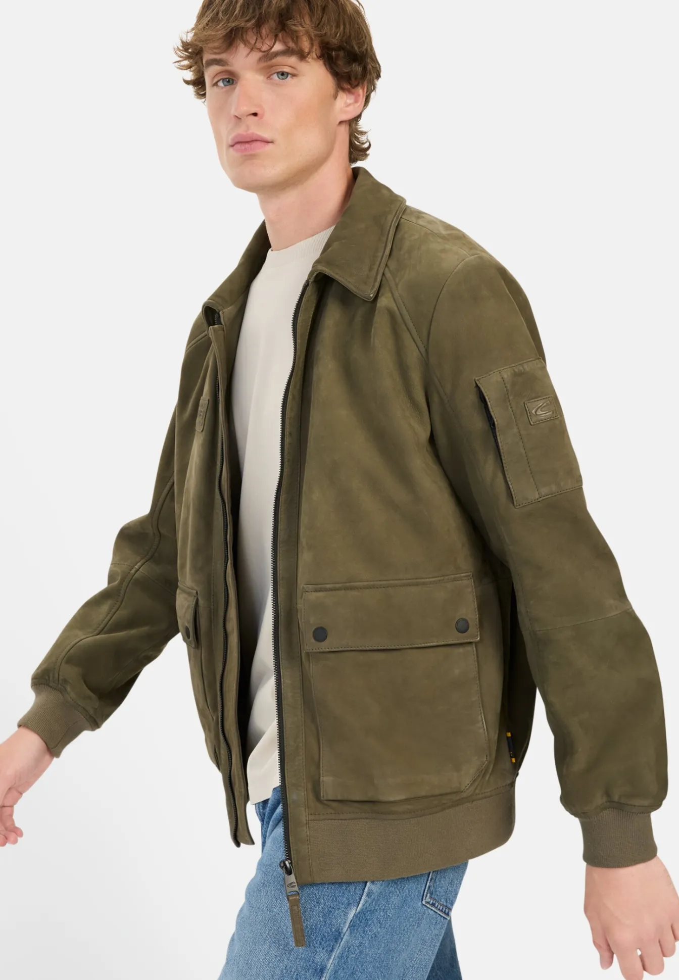 Herren Camel Active Jacken & Westen^Leder Blouson mit Hemdkragen