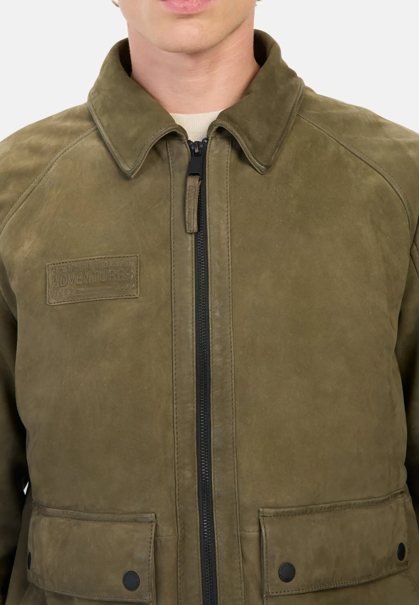 Herren Camel Active Jacken & Westen^Leder Blouson mit Hemdkragen