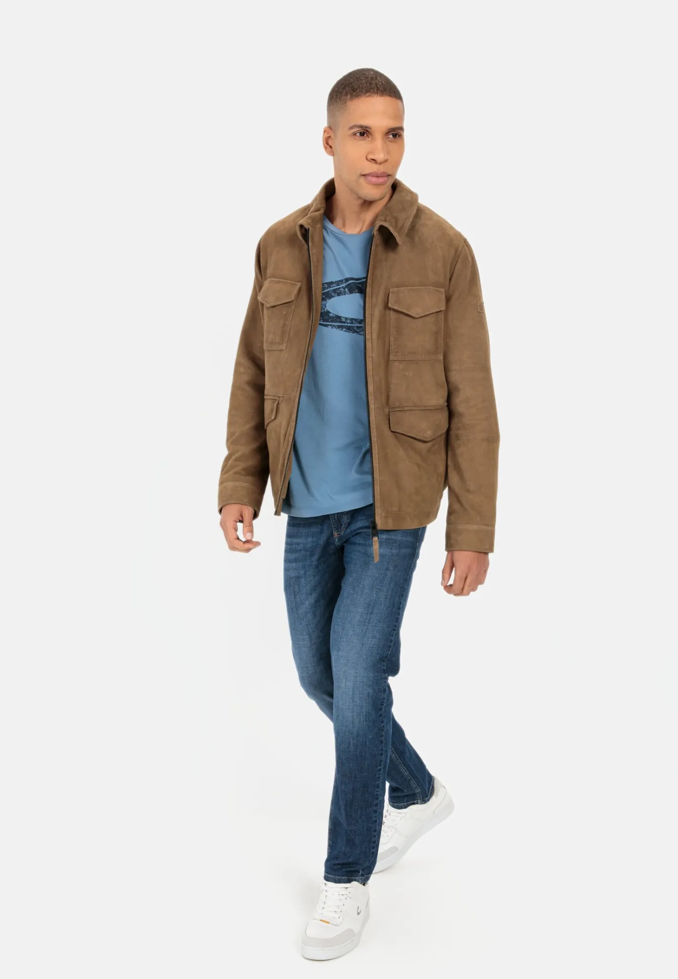 Herren Camel Active Jacken & Westen^Leder Blouson mit Liegekragen