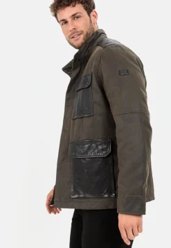 Herren Camel Active Jacken & Westen^Leder Blouson mit Materialkontrast