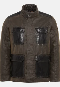 Herren Camel Active Jacken & Westen^Leder Blouson mit Materialkontrast