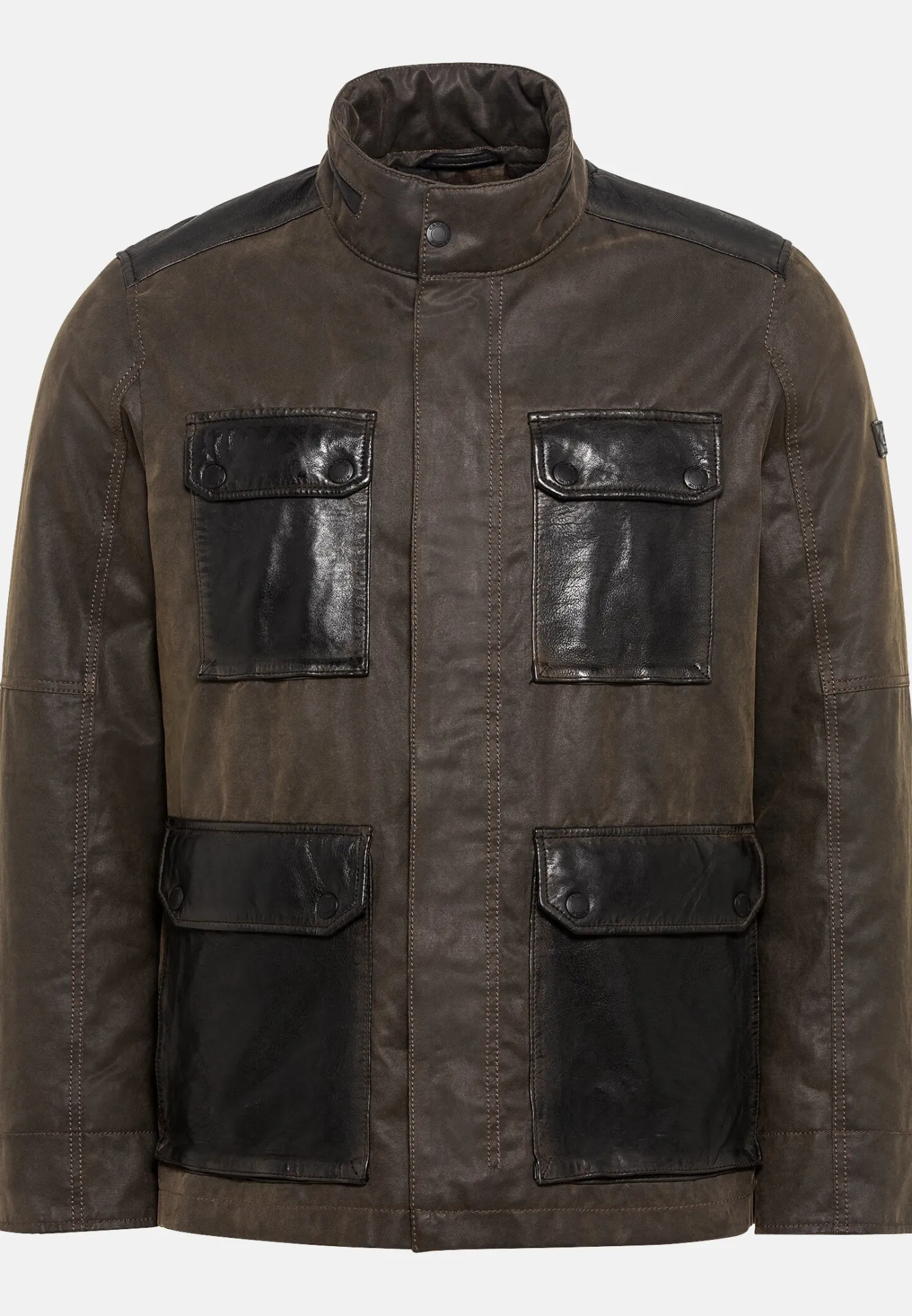 Herren Camel Active Jacken & Westen^Leder Blouson mit Materialkontrast