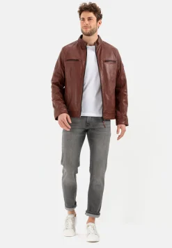 Herren Camel Active Jacken & Westen^Leder Blouson mit Stehkragen