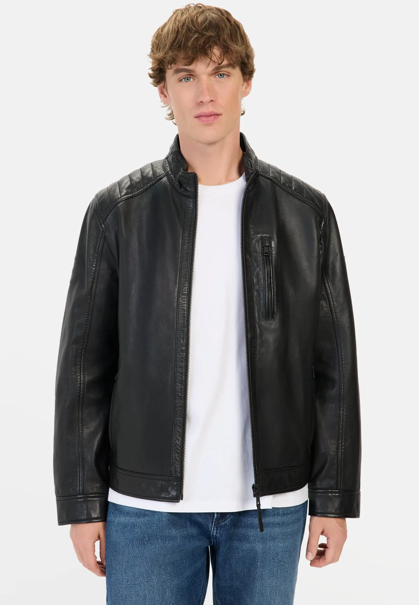 Herren Camel Active Jacken & Westen^Lederjacke mit Reißverschlusstaschen