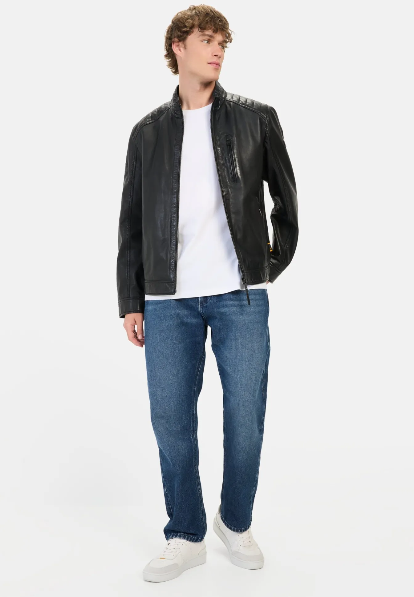 Herren Camel Active Jacken & Westen^Lederjacke mit Reißverschlusstaschen