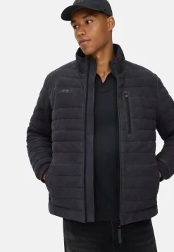 Herren Camel Active Jacken & Westen^Lederjacke mit Stehkragen und Brusttasche