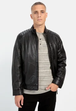Herren Camel Active Jacken & Westen^Lederjacke mit Stehkragen