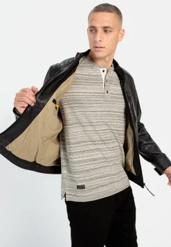 Herren Camel Active Jacken & Westen^Lederjacke mit Stehkragen