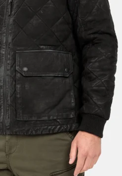 Herren Camel Active Jacken & Westen^Leder-Steppjacke mit Strickkragen