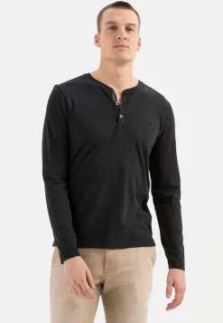 Herren Camel Active T-Shirts & Polos^Leichtes Langarmshirt mit Henley Kragen aus Organic Cotton