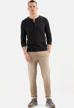 Herren Camel Active T-Shirts & Polos^Leichtes Langarmshirt mit Henley Kragen aus Organic Cotton