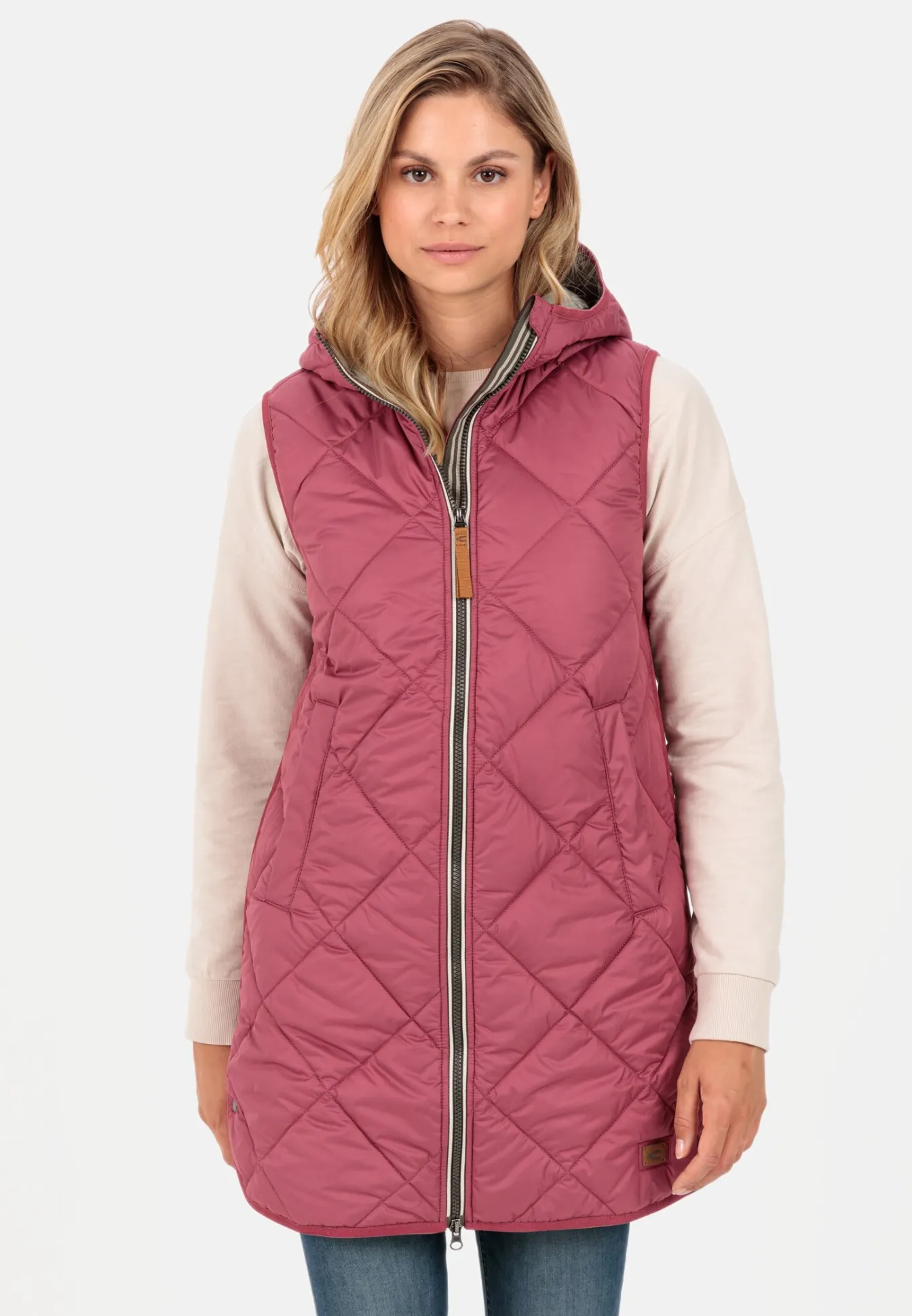 Damen Camel Active Jacken & Westen^Longweste mit Kapuze aus recyceltem Polyester