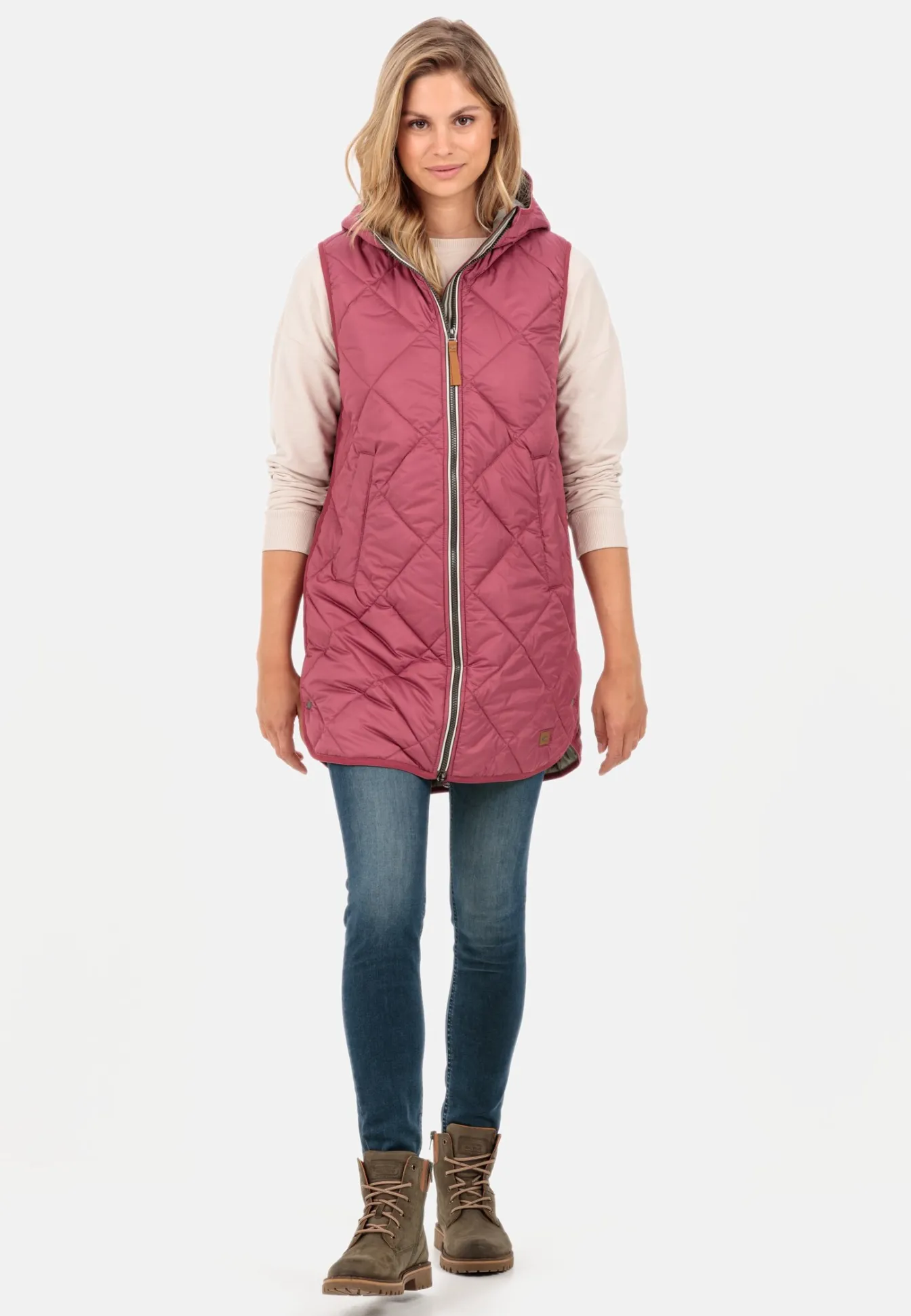 Damen Camel Active Jacken & Westen^Longweste mit Kapuze aus recyceltem Polyester