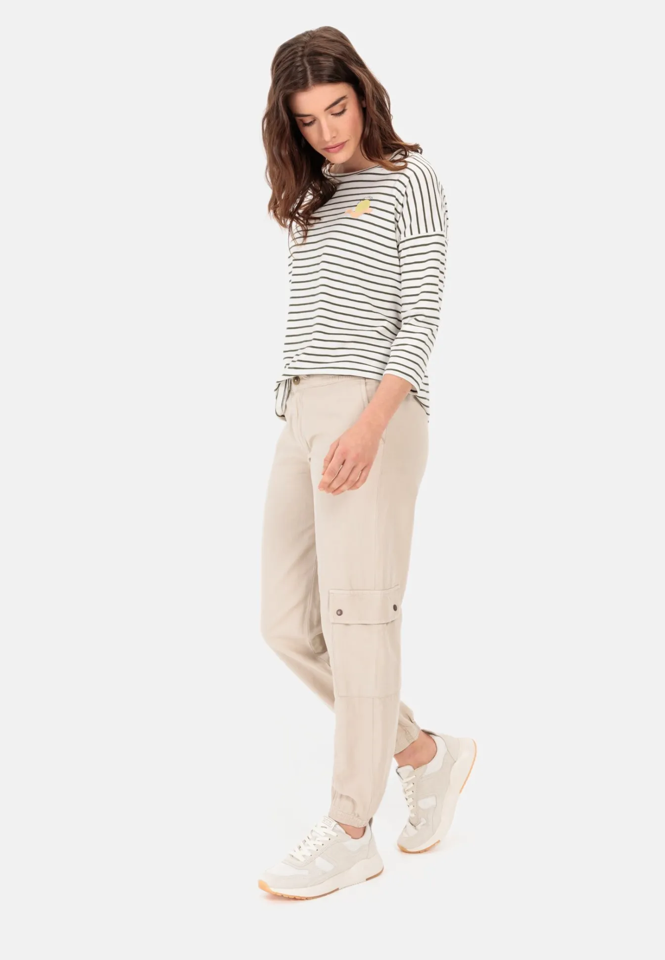 Damen Camel Active Hosen^Loose Fit Cargo aus einem Baumwoll-Leinenmix