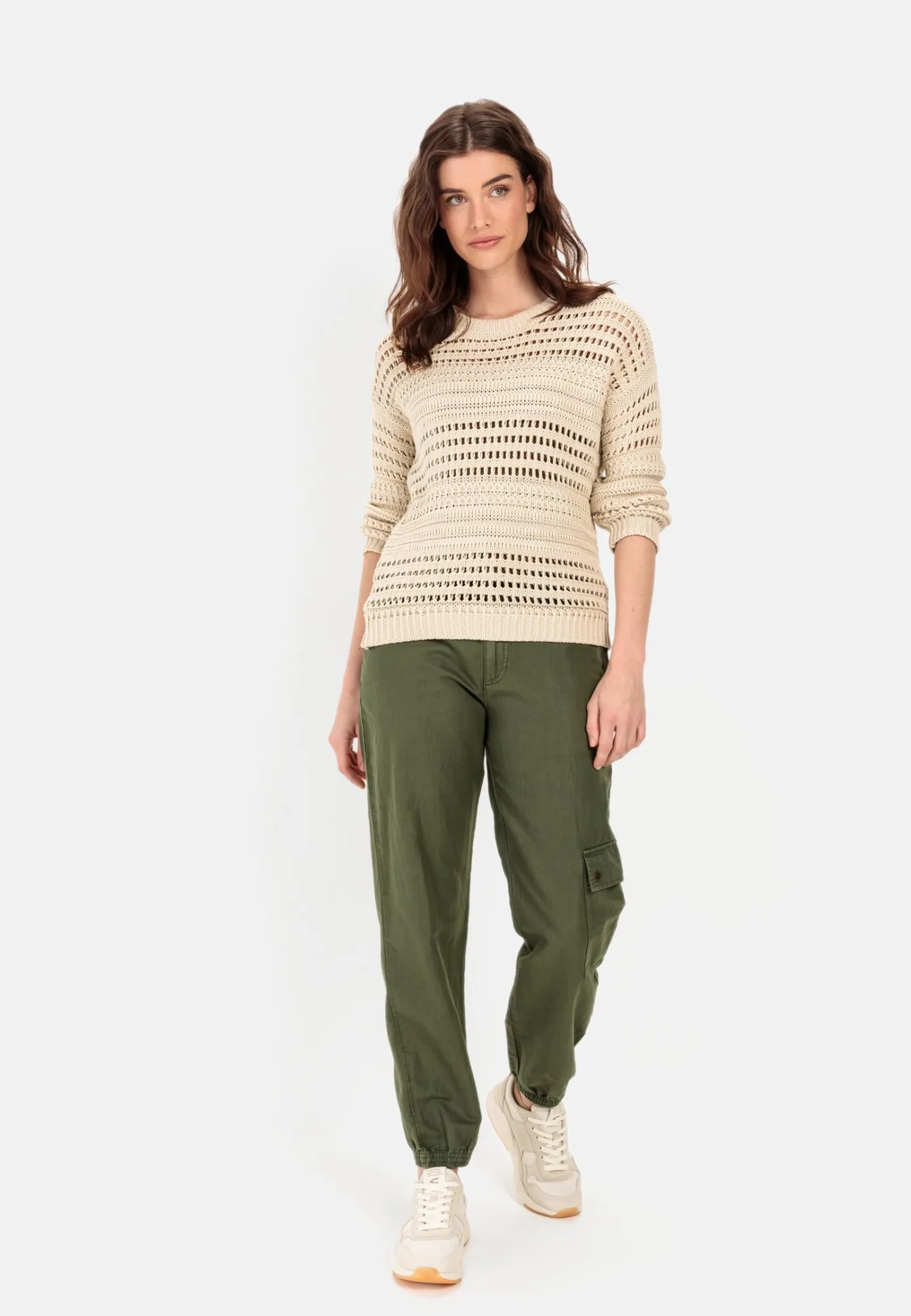Damen Camel Active Hosen^Loose Fit Cargo aus einem Baumwoll-Leinenmix