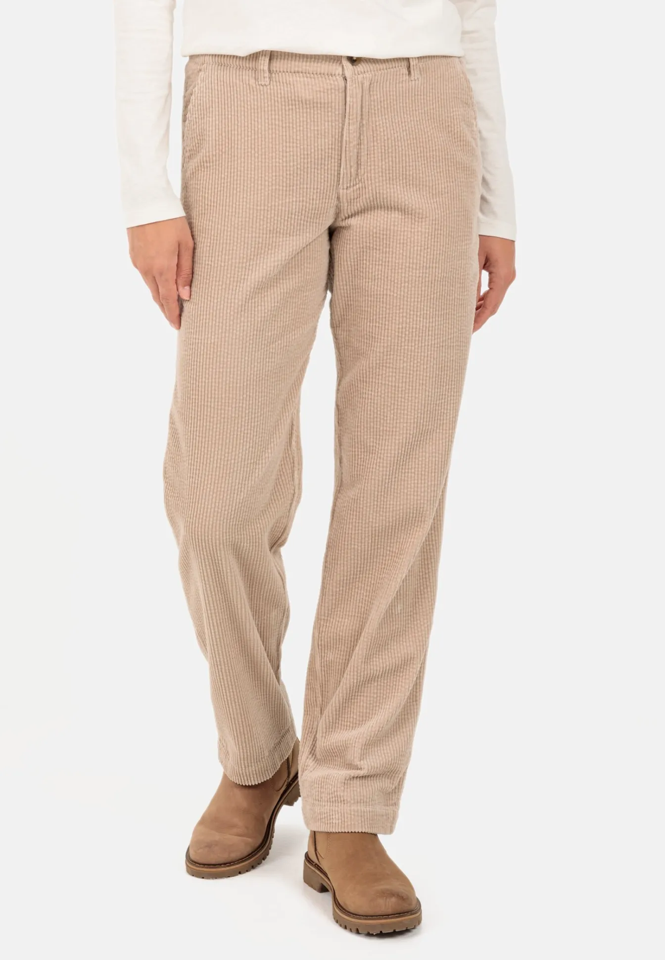 Damen Camel Active Hosen^Loose Fit Softcordhose aus Baumwolle