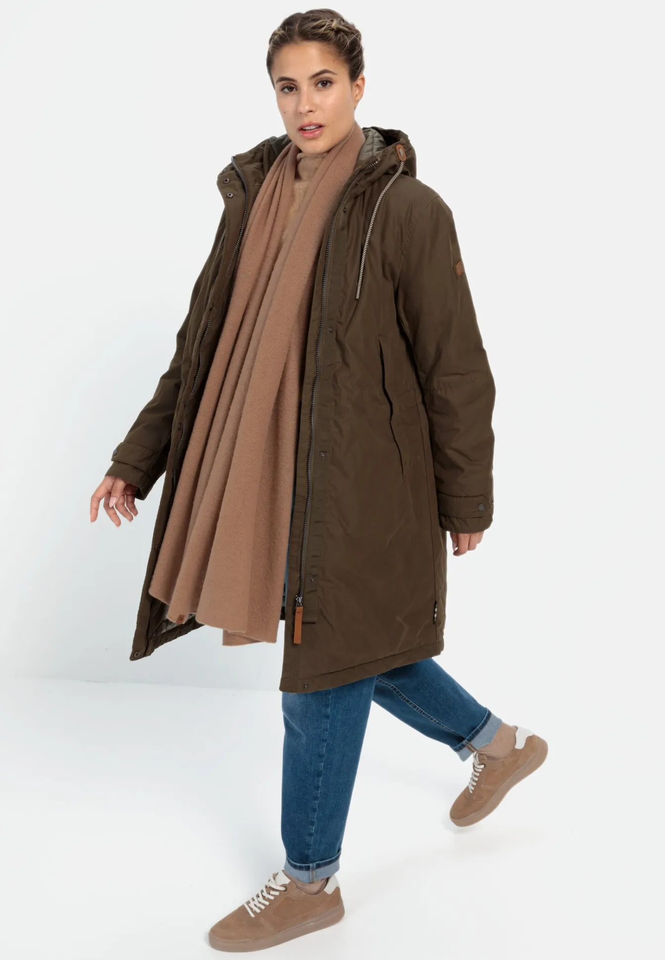 Damen Camel Active Jacken & Westen^Mantel mit fester Kapuze