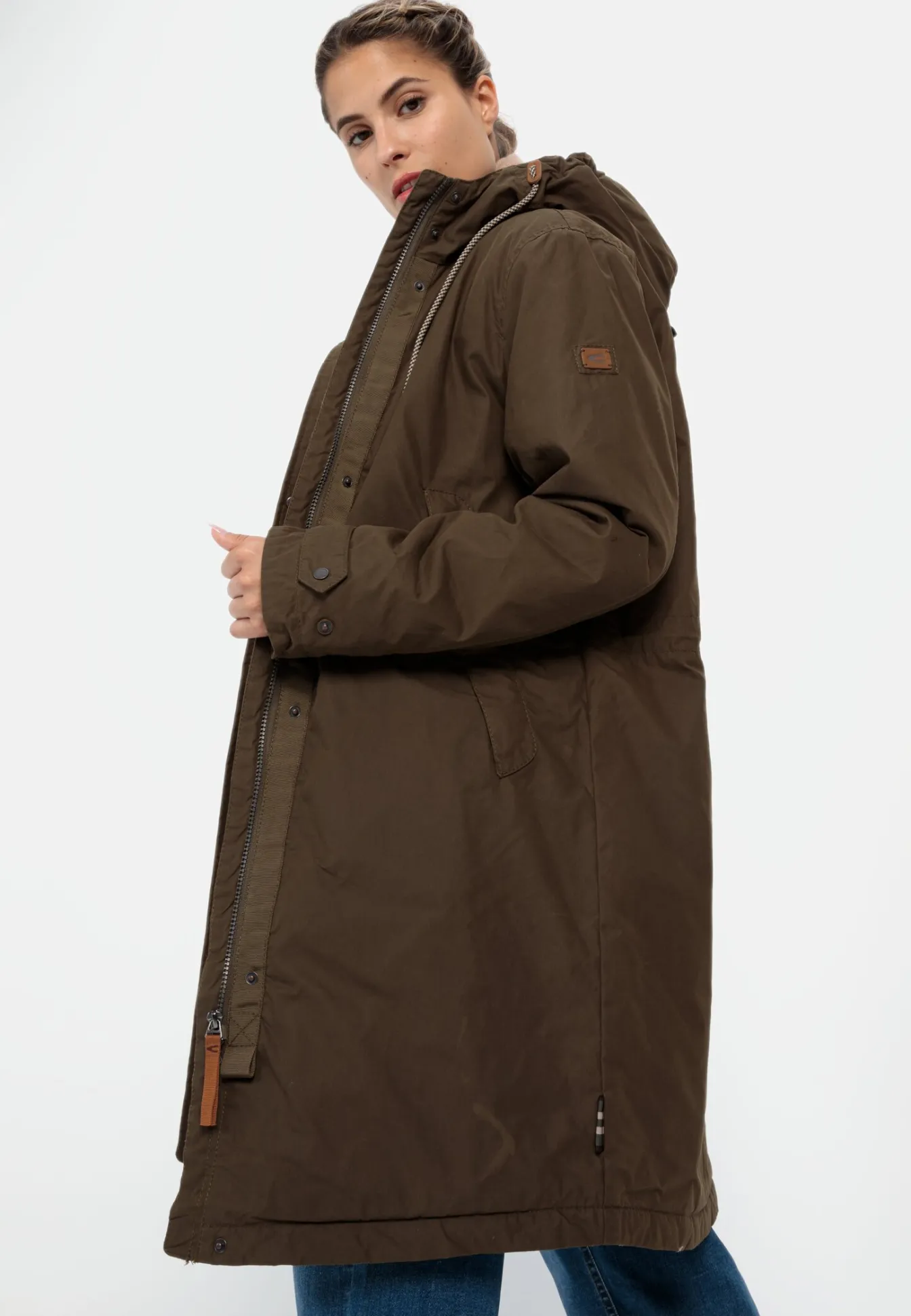 Damen Camel Active Jacken & Westen^Mantel mit fester Kapuze
