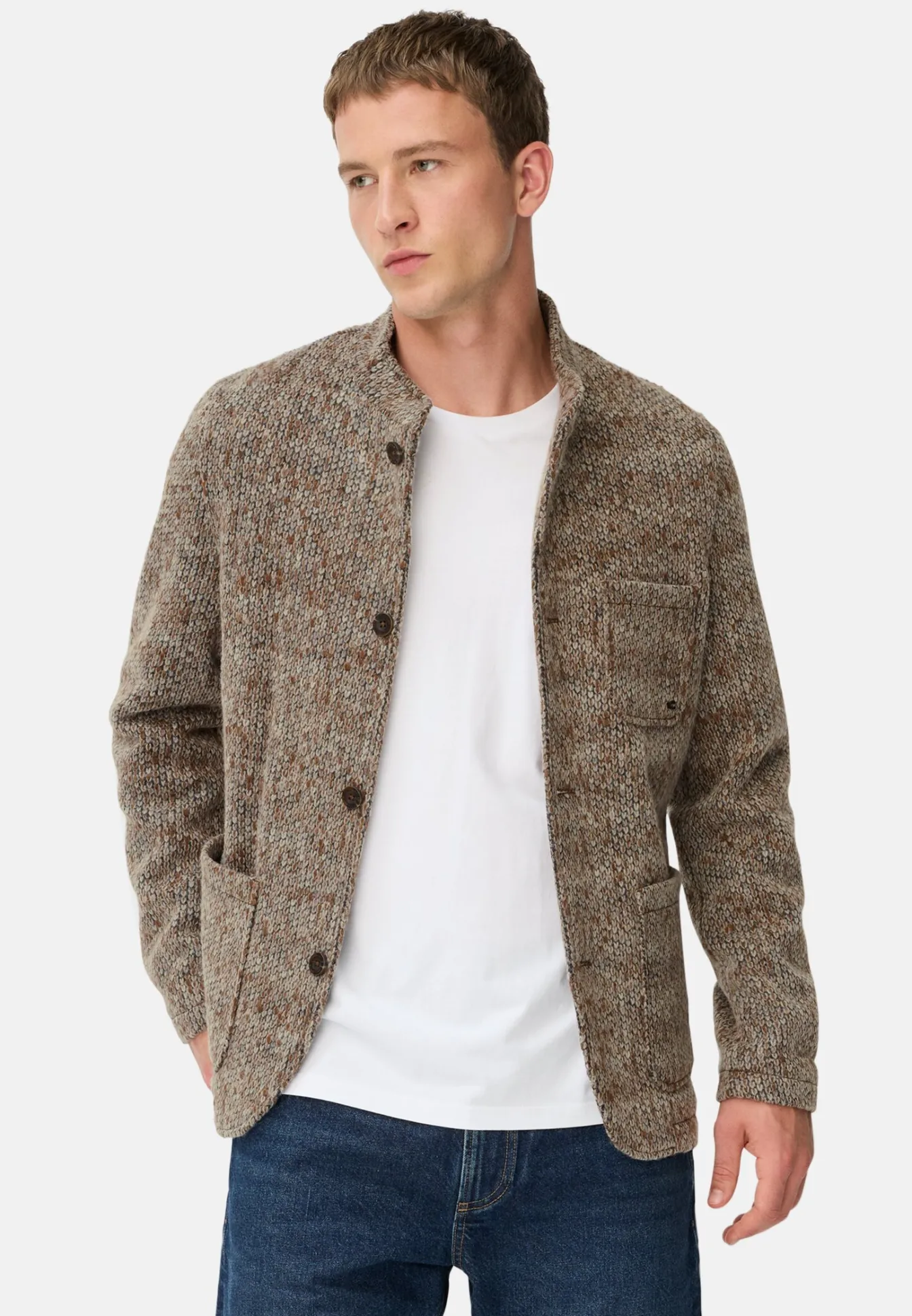 Herren Camel Active Pullover & Cardigan|Jacken & Westen^Melierte Jacke mit Stehkragen