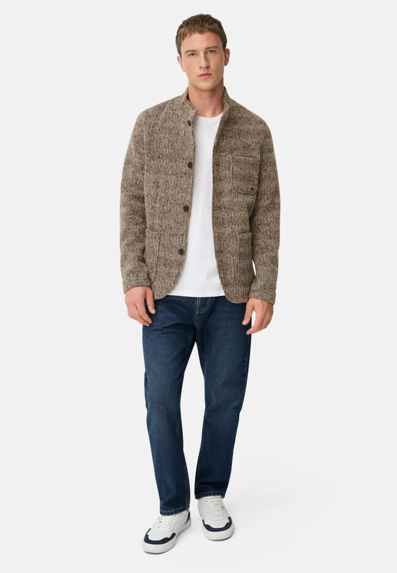 Herren Camel Active Pullover & Cardigan|Jacken & Westen^Melierte Jacke mit Stehkragen