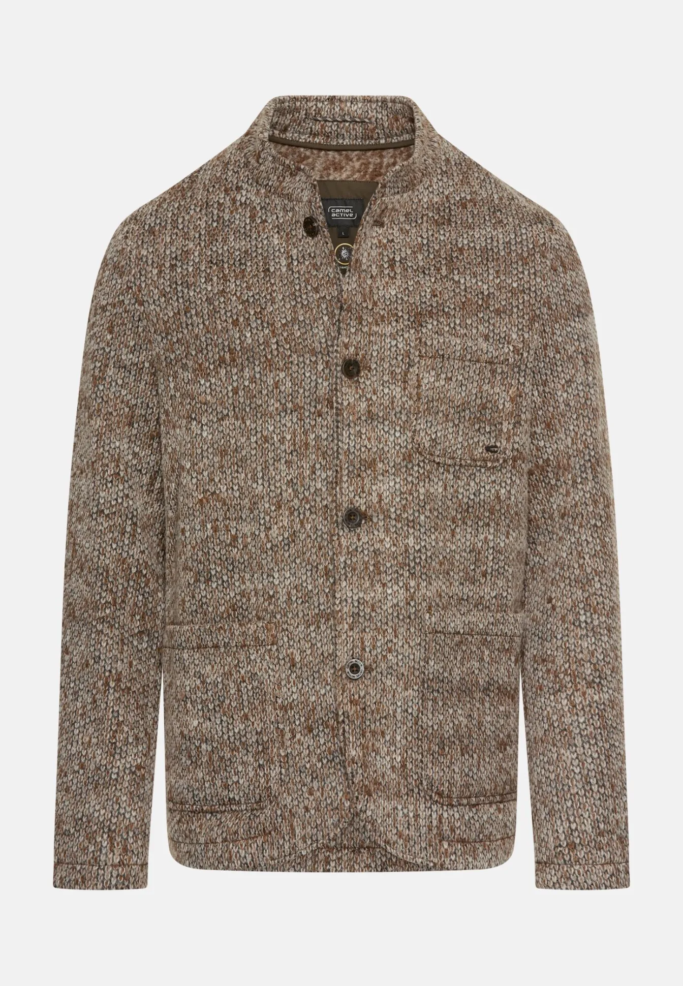 Herren Camel Active Pullover & Cardigan|Jacken & Westen^Melierte Jacke mit Stehkragen