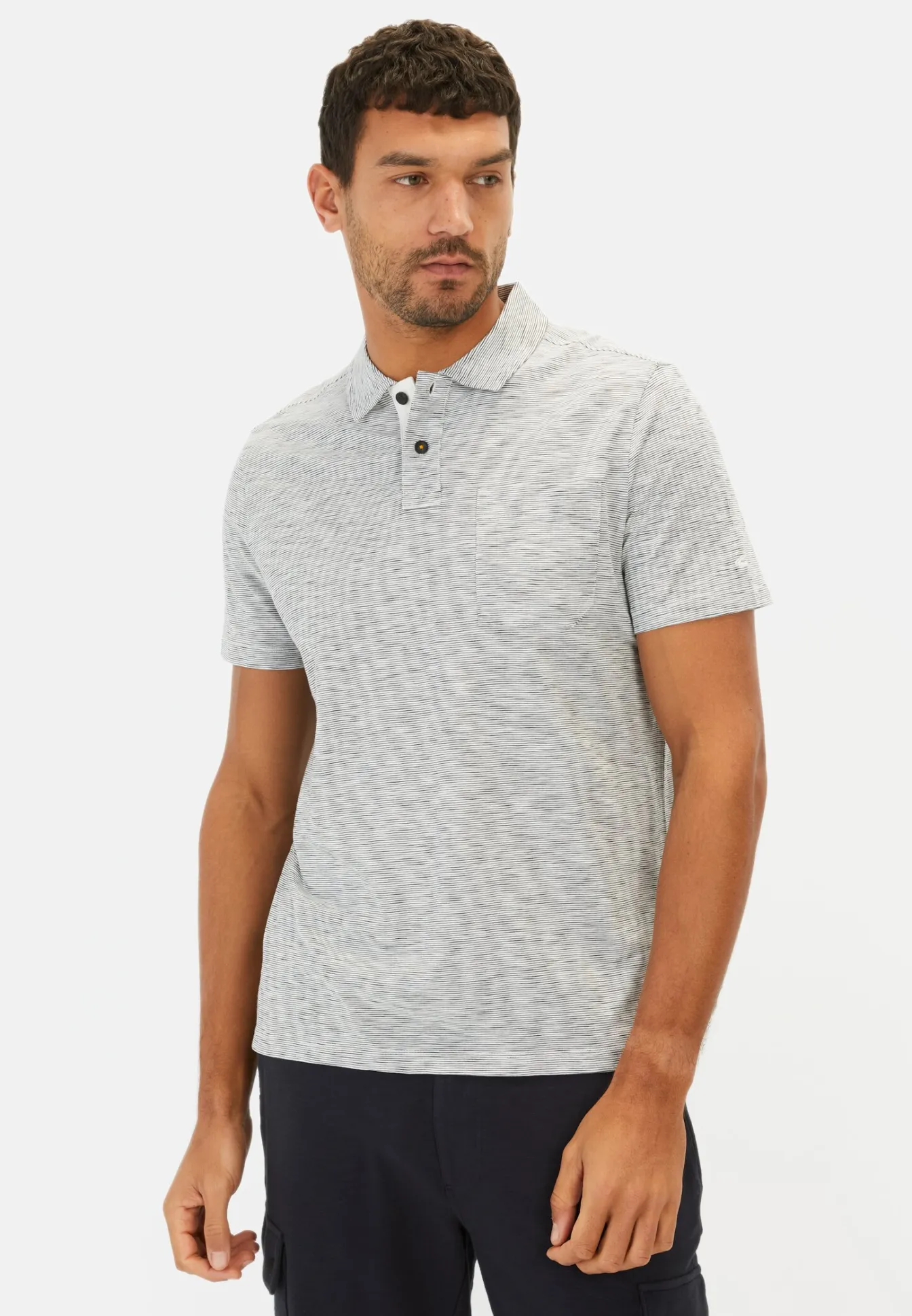 Herren Camel Active T-Shirts & Polos^Meliertes Kurzarm Poloshirt aus Baumwolle