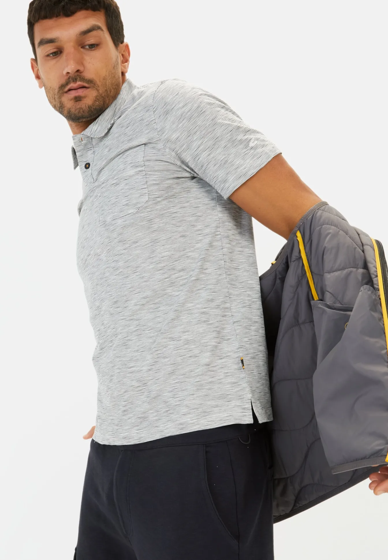 Herren Camel Active T-Shirts & Polos^Meliertes Kurzarm Poloshirt aus Baumwolle