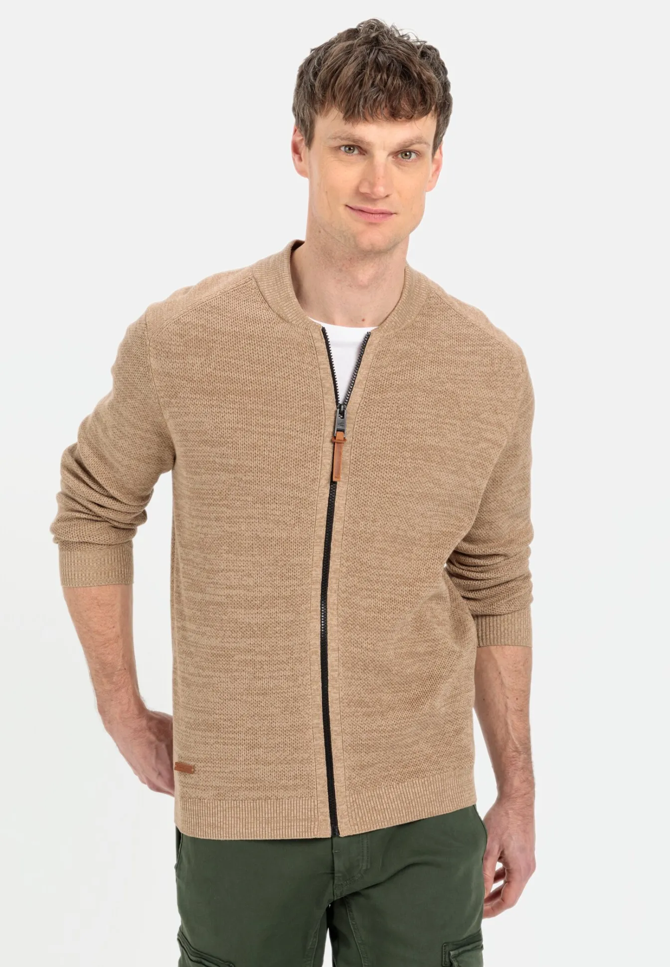 Herren Camel Active Pullover & Cardigan^Mouliné Strickjacke aus zertifiziertem Organic Cotton