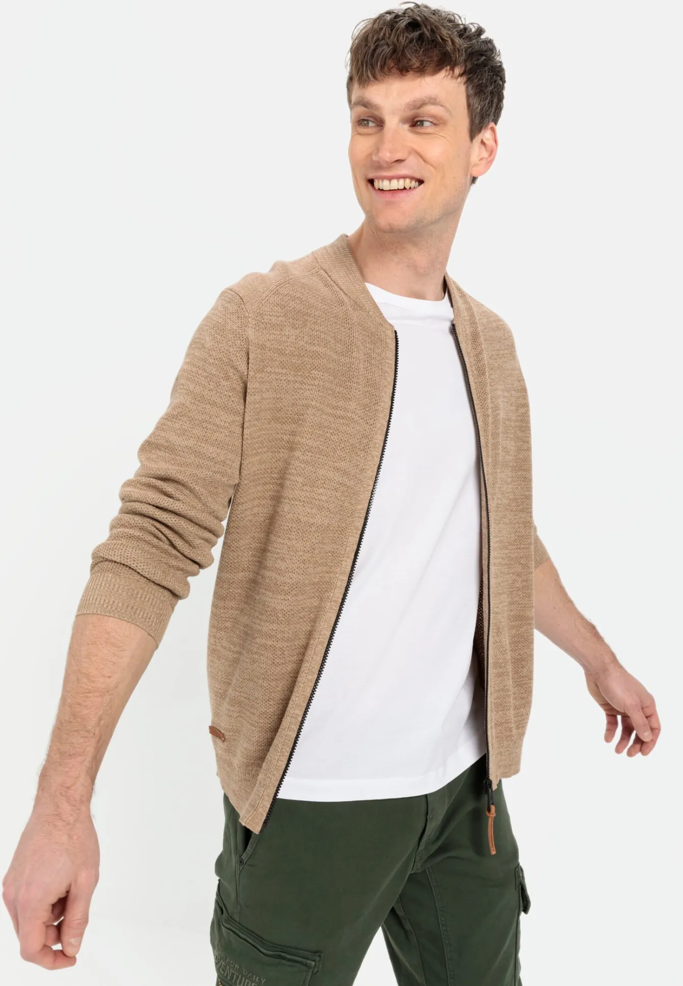 Herren Camel Active Pullover & Cardigan^Mouliné Strickjacke aus zertifiziertem Organic Cotton