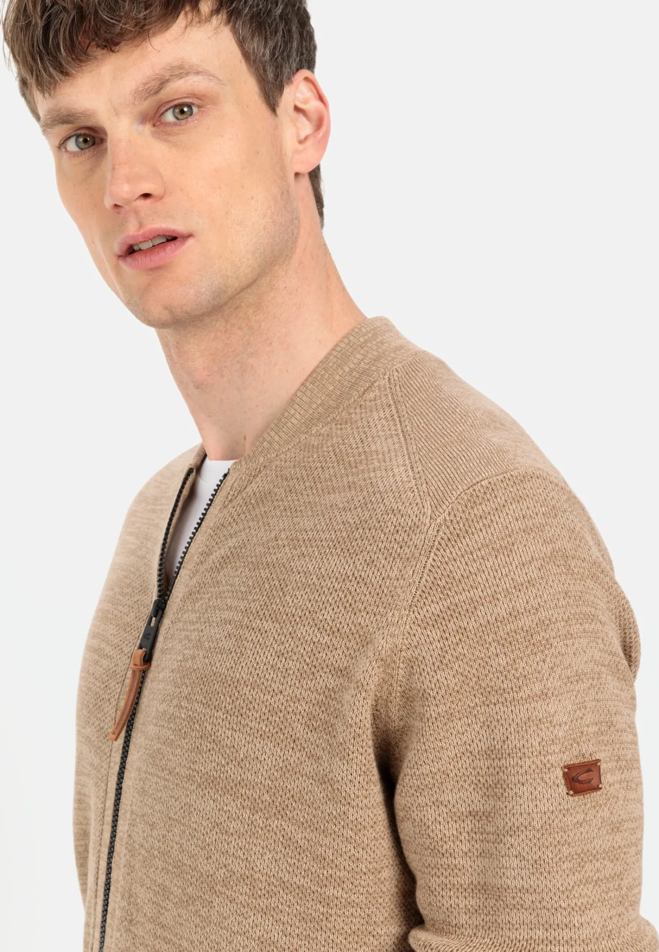 Herren Camel Active Pullover & Cardigan^Mouliné Strickjacke aus zertifiziertem Organic Cotton