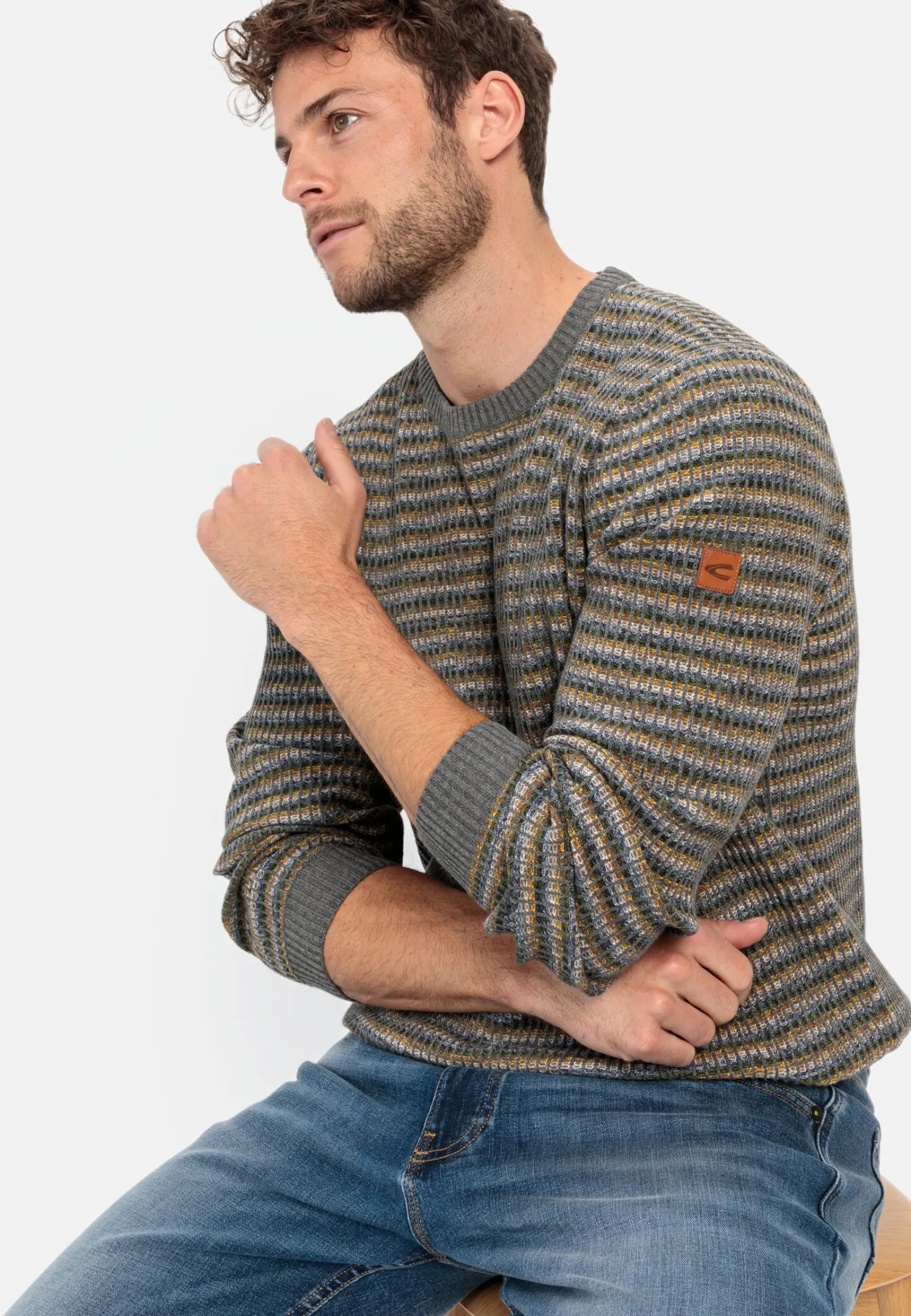 Herren Camel Active Pullover & Cardigan^Mouline Strickpullover im Streifenmuster