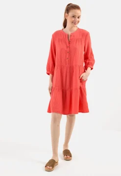 Damen Camel Active Kleider^Musselin Stufenkleid mit Knopfleiste