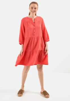 Damen Camel Active Kleider^Musselin Stufenkleid mit Knopfleiste