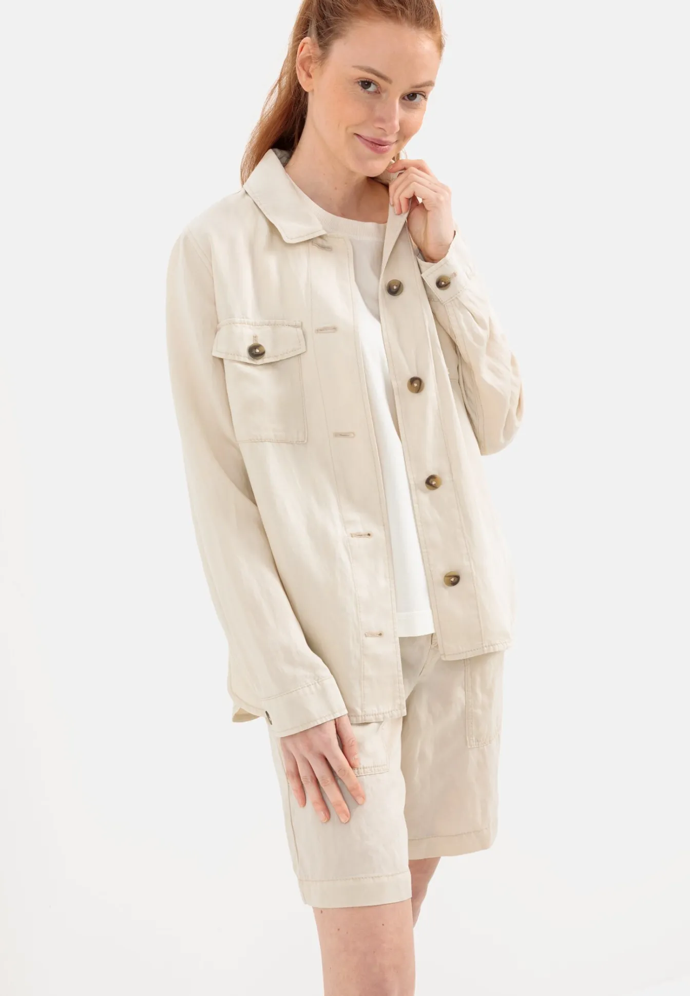 Damen Camel Active Blusen|Overshirts^Overshirt im sommerlichen Leinenmix