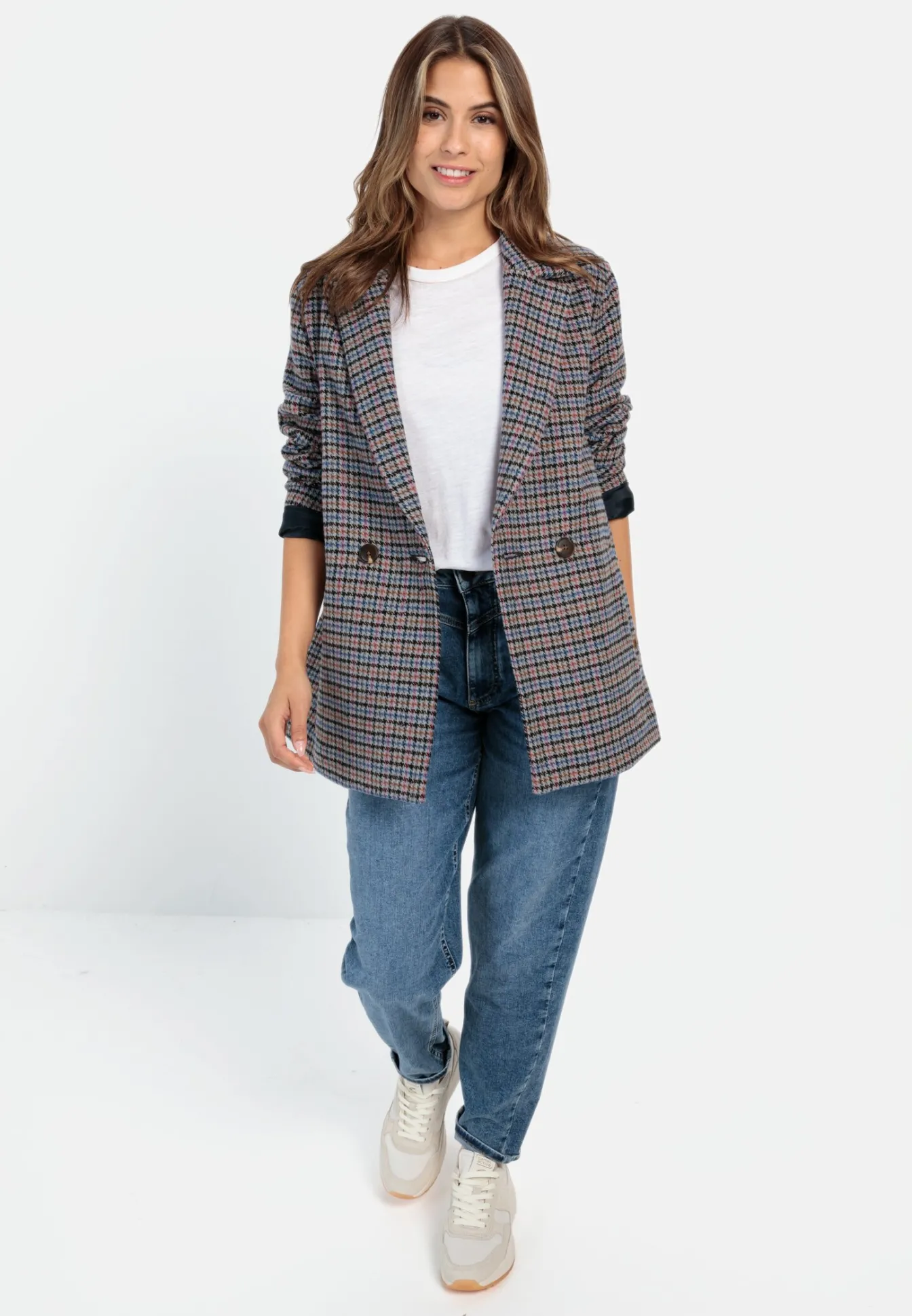 Damen Camel Active Jacken & Westen^Oversized Blazer mit kariertem Muster