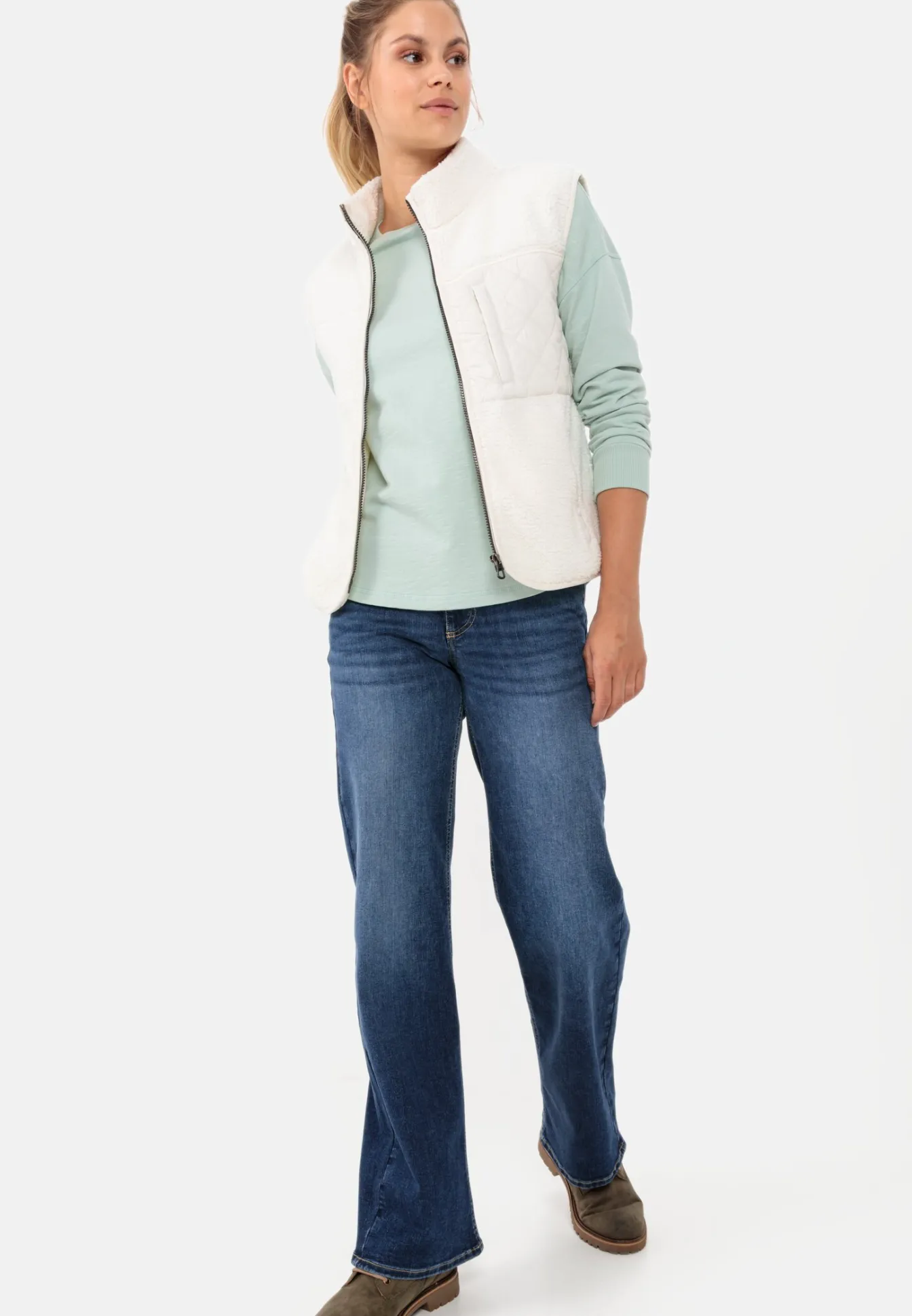 Damen Camel Active Hosen^5-Pocket Jeans mit weiten Hosenbeinen