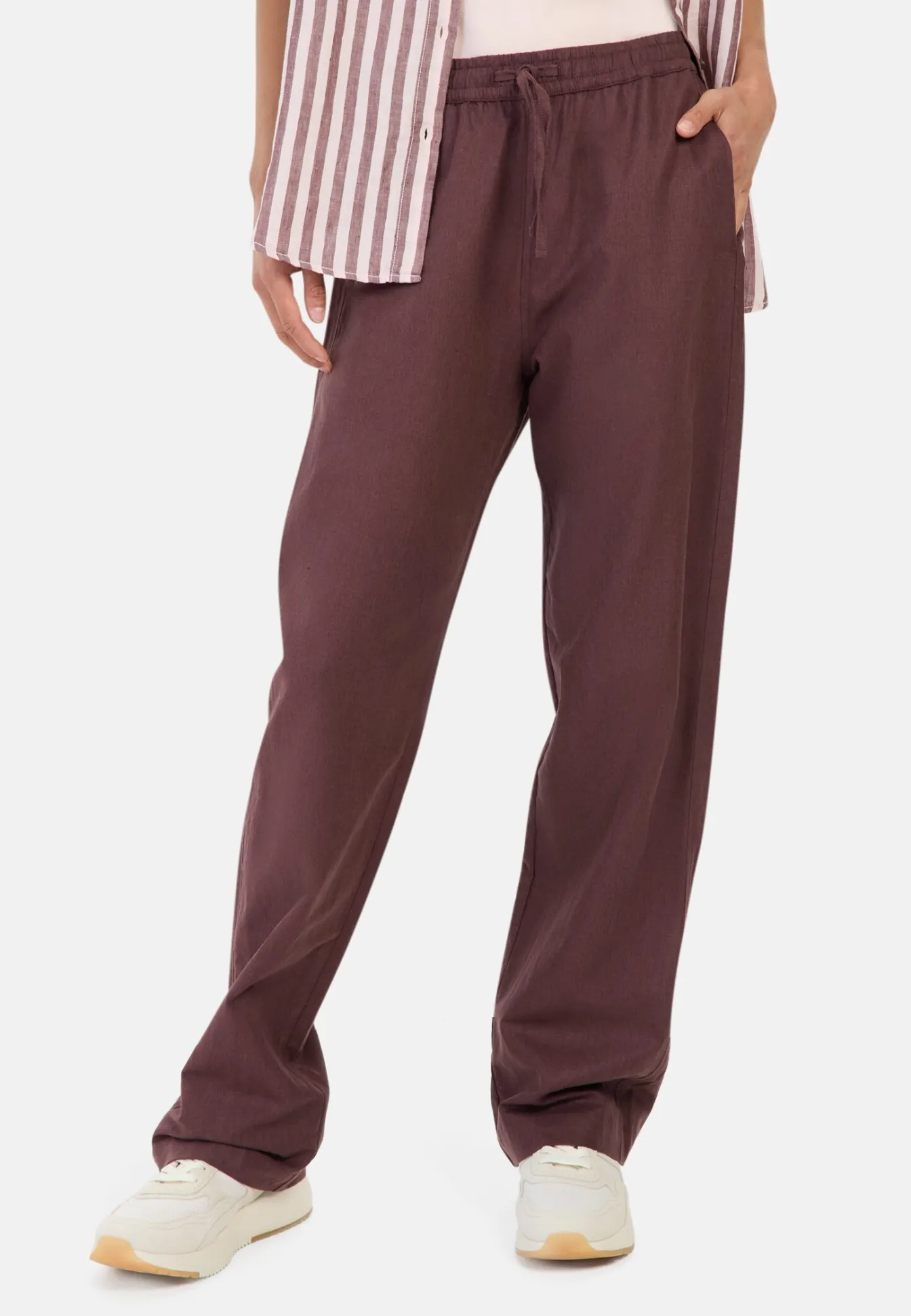 Damen Camel Active Hosen^Relaxed Fit Hose aus einem Leinenmix