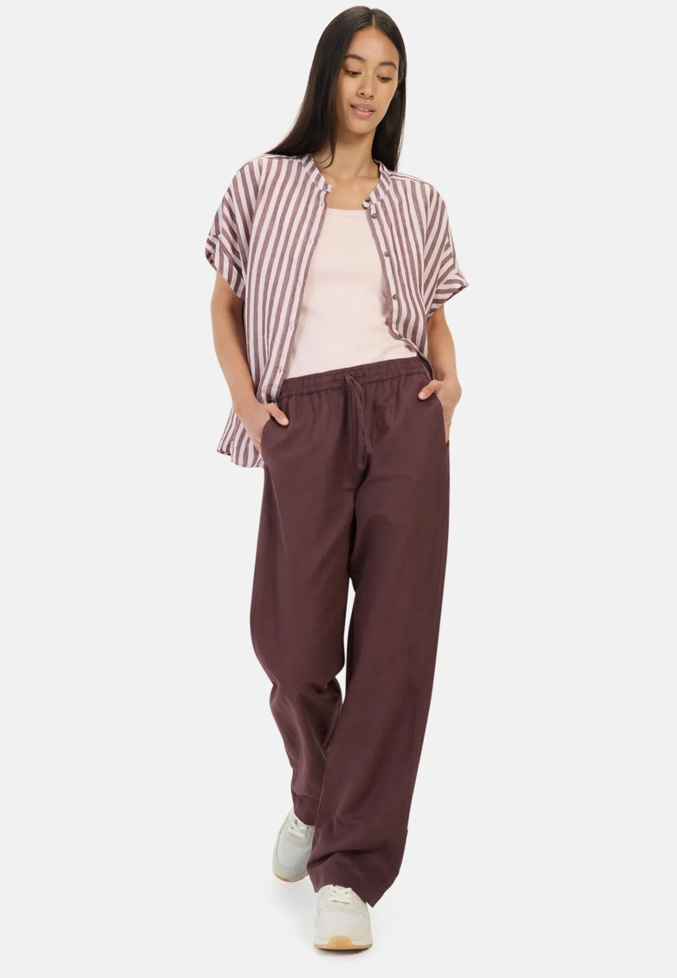 Damen Camel Active Hosen^Relaxed Fit Hose aus einem Leinenmix