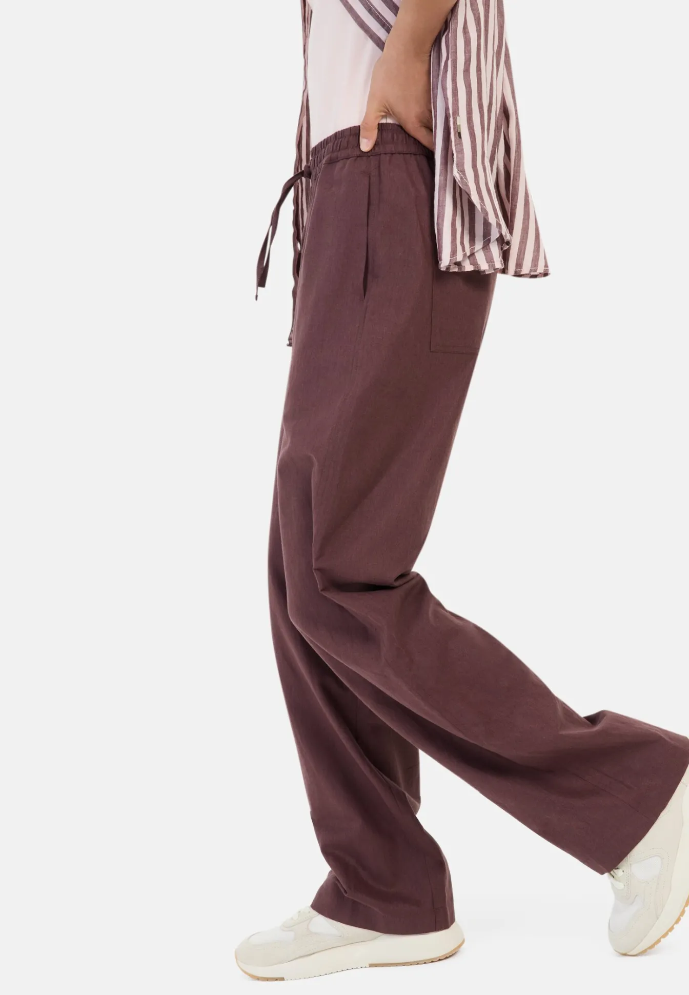 Damen Camel Active Hosen^Relaxed Fit Hose aus einem Leinenmix