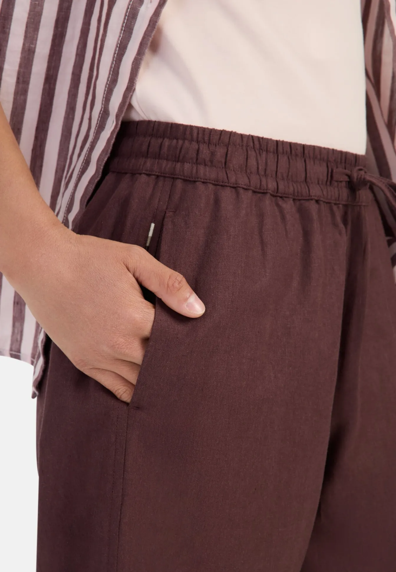 Damen Camel Active Hosen^Relaxed Fit Hose aus einem Leinenmix