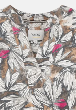Damen Camel Active Blusen^Schlupfbluse mit floralen Allover-Print