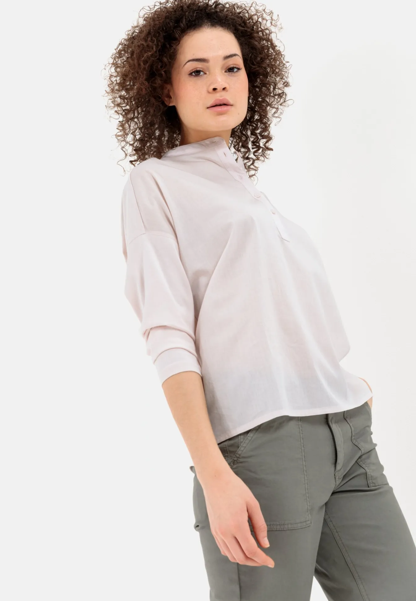 Damen Camel Active Blusen^Schlupfbluse mit Jerseyeinsatz