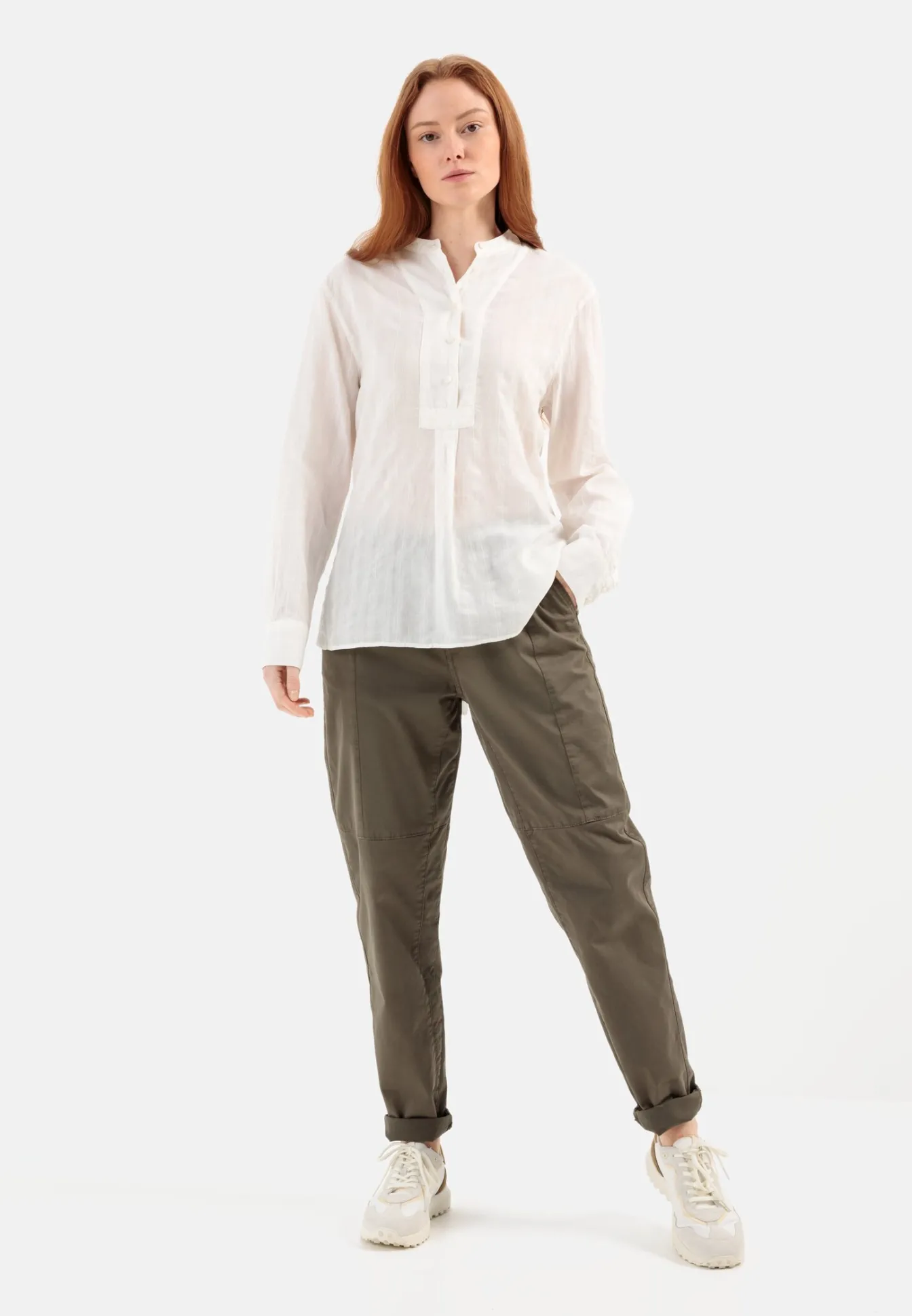 Damen Camel Active Blusen^Schlupfbluse mit Plastron
