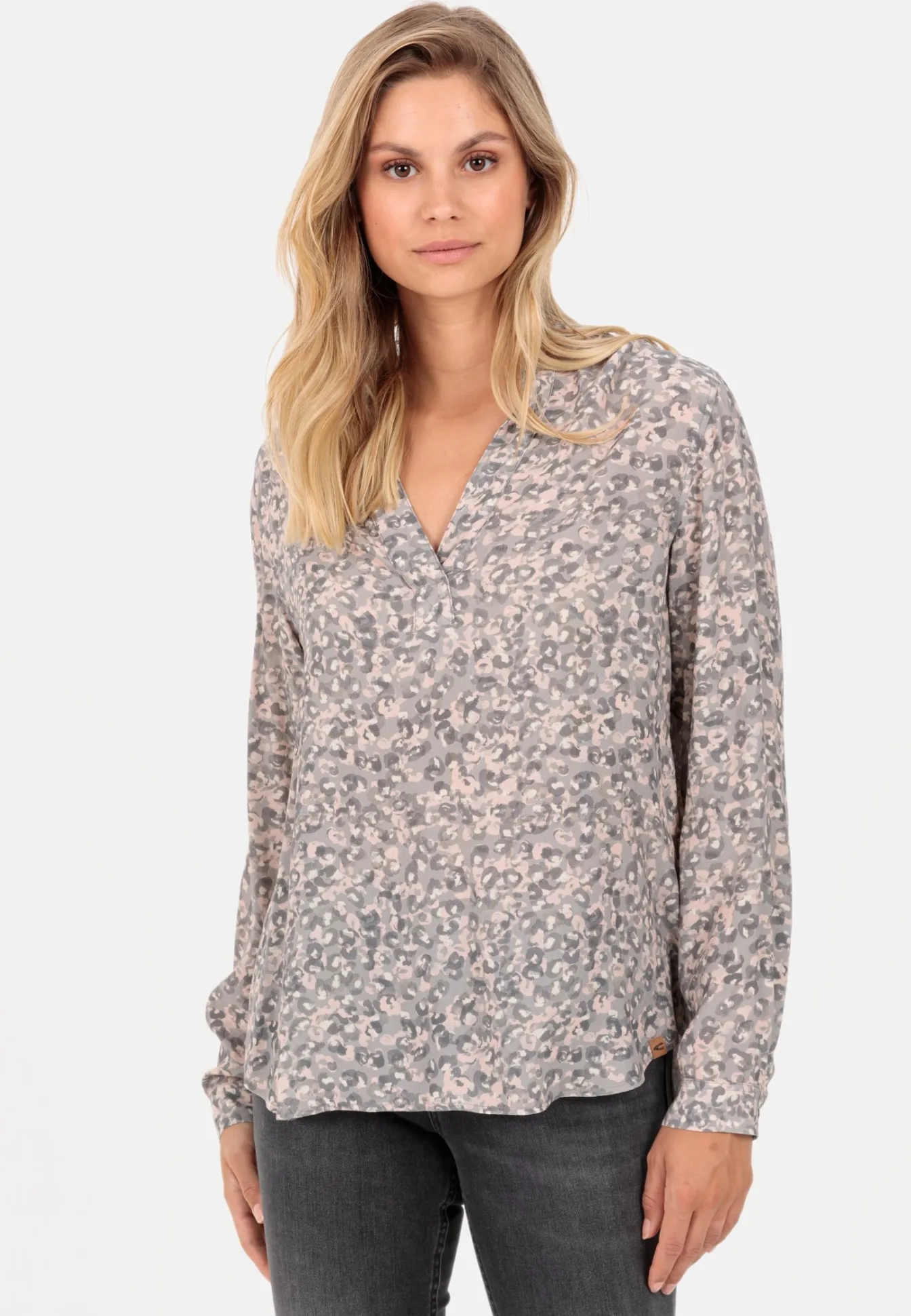 Damen Camel Active Blusen^Schlupfbluse mit Stehkragen