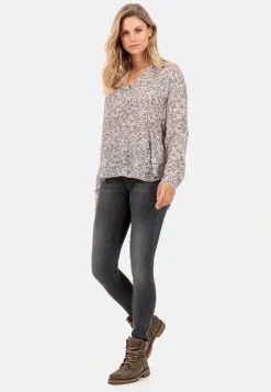 Damen Camel Active Blusen^Schlupfbluse mit Stehkragen