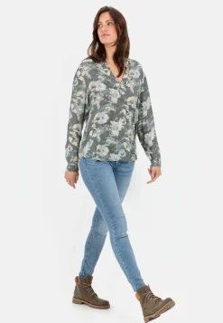 Damen Camel Active Blusen^Schlupfbluse mit Stehkragen